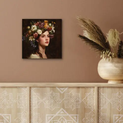 Portret - Vrouw - Bloemen aluminium wit klein -sfeer4