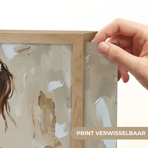 Vrouw - Verf - Abstract - Beige - Modern Light Box met batterij (Wandlamp) middel -USP_websiteprintNL