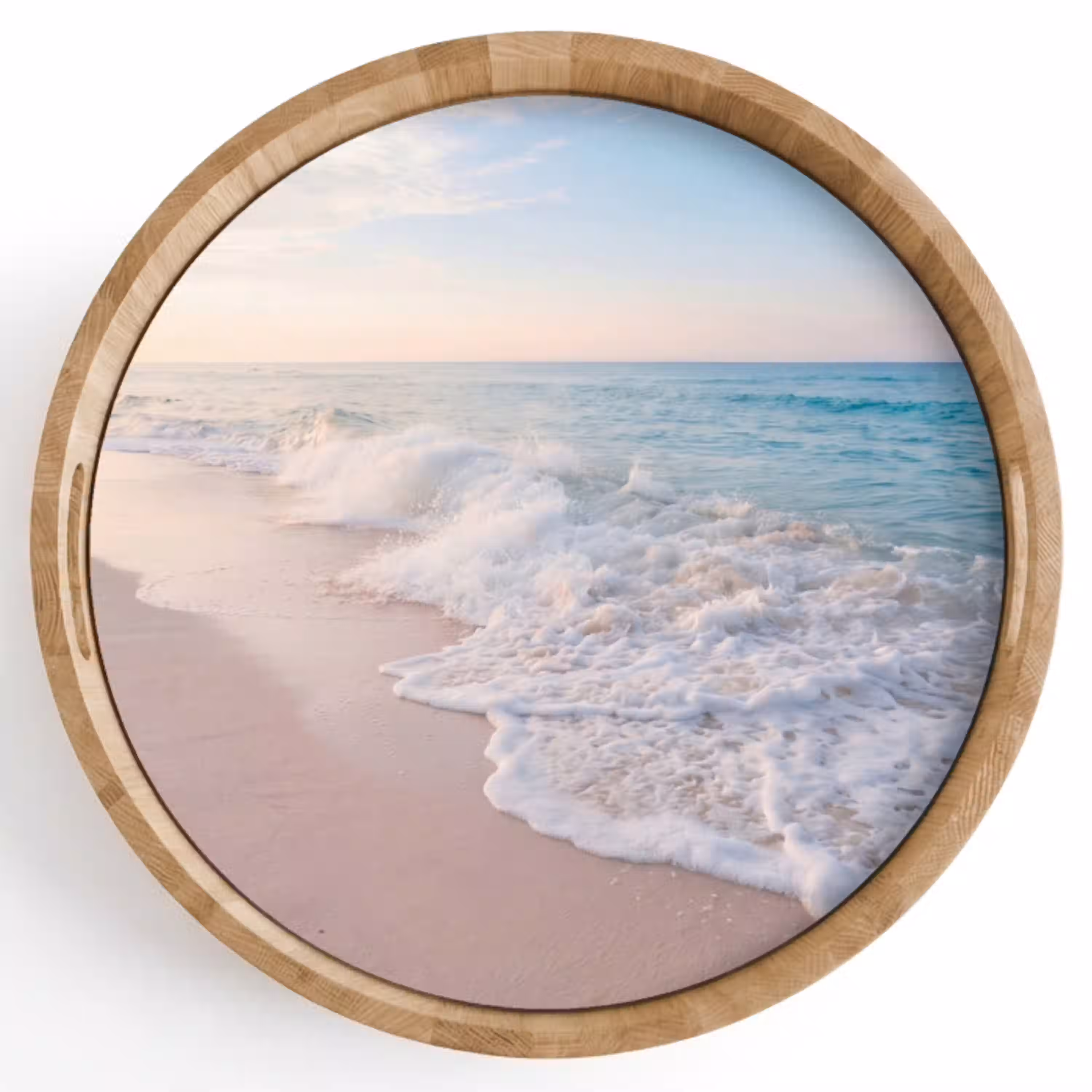 Zee - Golven - Strand - Natuur - Wit Dienblad Rond middel -z3d_shopping