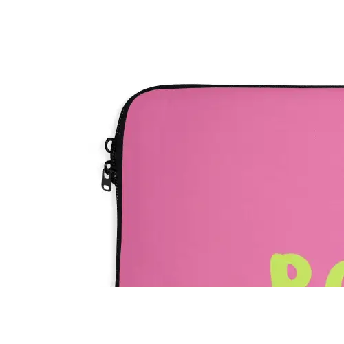 Roze - Groene bonjour - Organisch laptophoes neopreen klein -detail