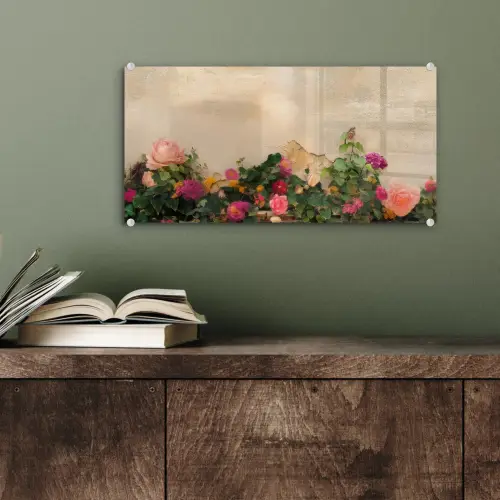Rozen - Muur - Vintage plexiglas 5mm klein -sfeer3