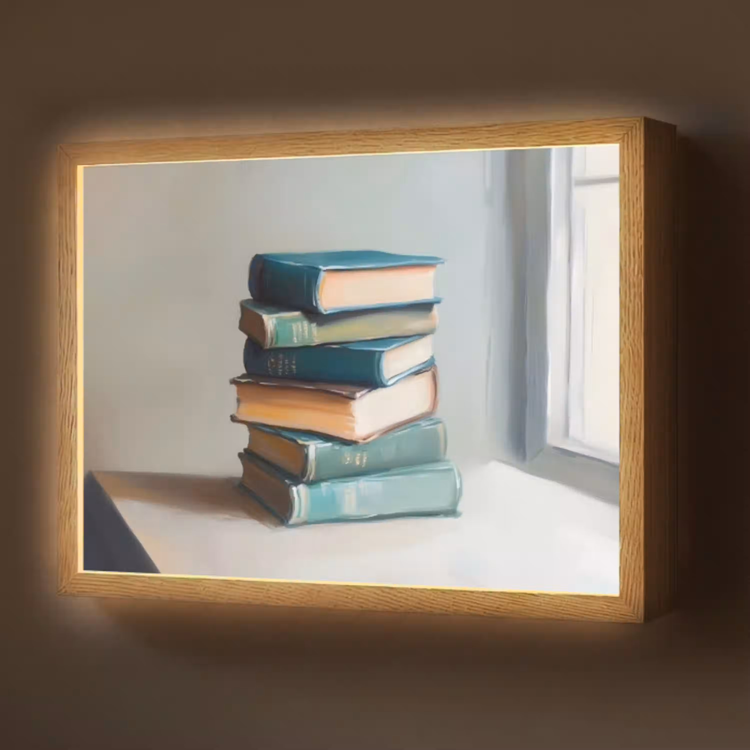 Stapel - Boeken - Groen - Daglicht Light Box met batterij (Wandlamp) middel -z3d_website