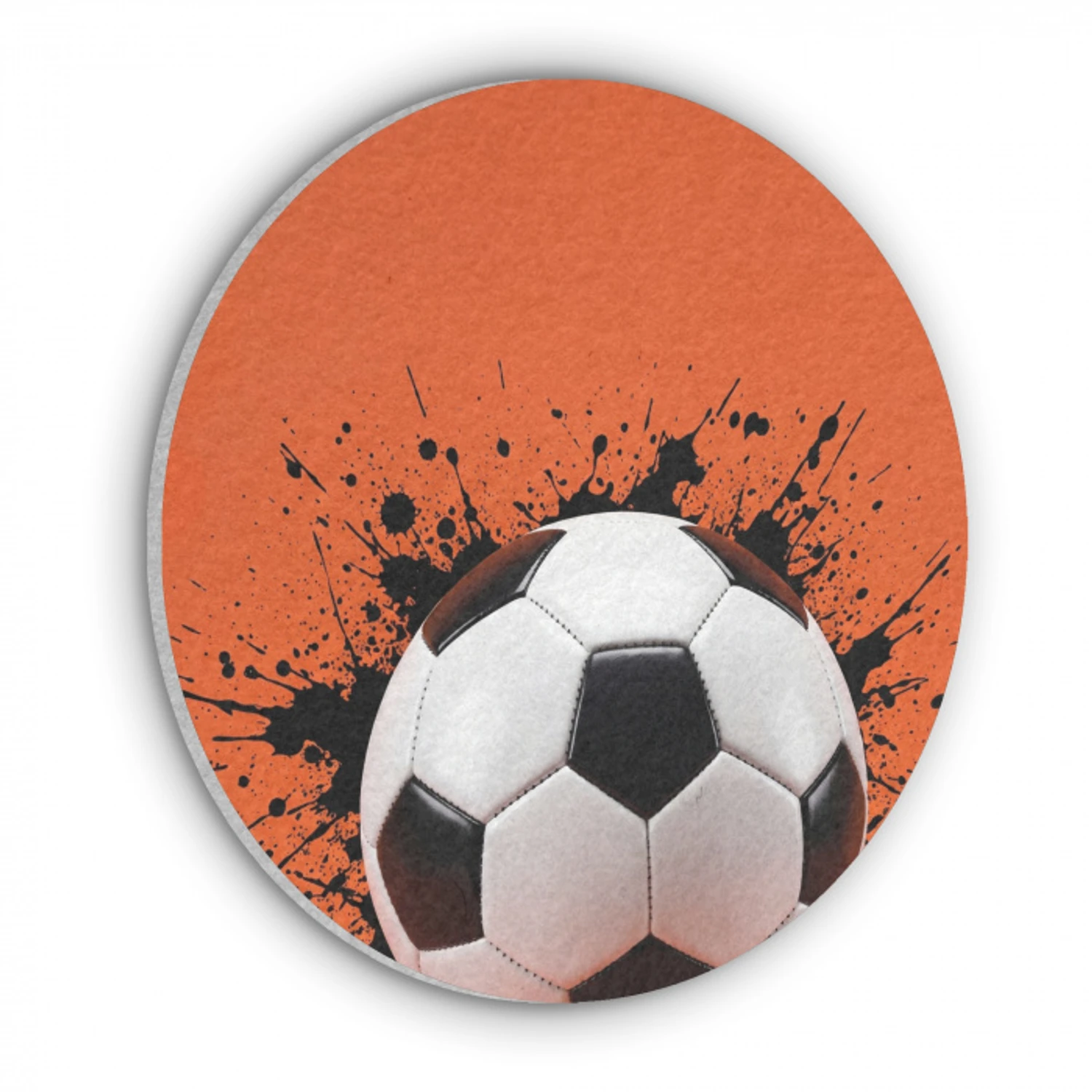 Voetbal - Verf - Sport - Oranje Akoestische PET Vilt - Rond klein -3d