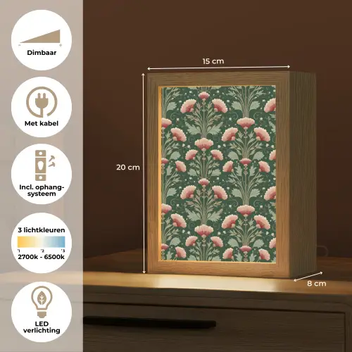 Patroon - Botanisch - Kleurrijk Light Box met kabel (Tafellamp) klein 925 -USP_NL