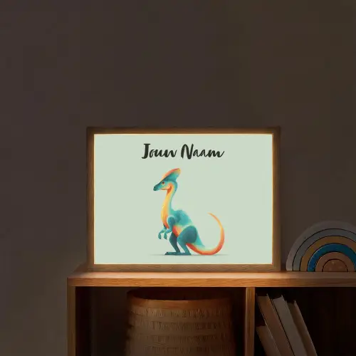 Dino - Cartoon - Oranje - Poten Light Box met batterij (Wandlamp kind) middel -sfeer1_kind