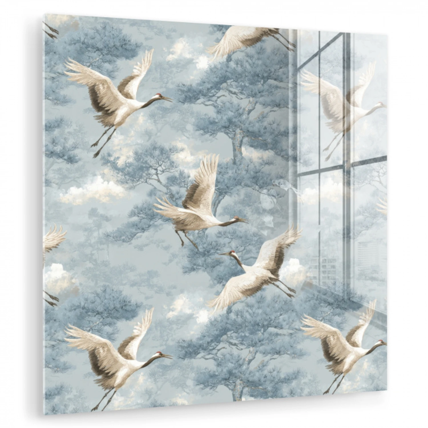 Wolken - Kraanvogels - Blauw plexiglas 5mm klein 11 -zzzproduct_nieuw