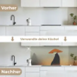 Minimalistisch - Silhouet - Oranje keuken achterwand 2 middel -voor-na_DE