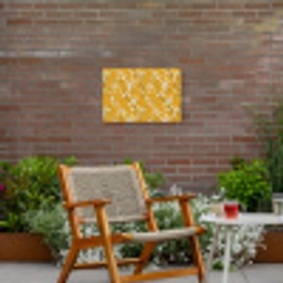 Bloesemtak - Aquarel - Geel Tuinposter op houten frame 2 cm dik klein 845 -sfeer3