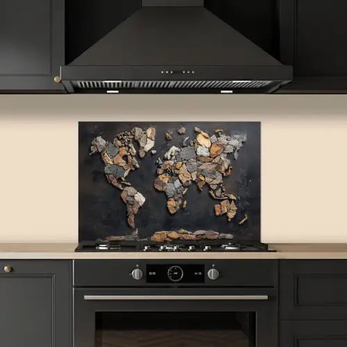 Wereldkaart - Stenen - Realistisch keuken achterwand spatscherm klein -sfeer1