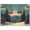 Sneeuw - Skilift - Rood - Bomen tuinposter los doek klein -3d