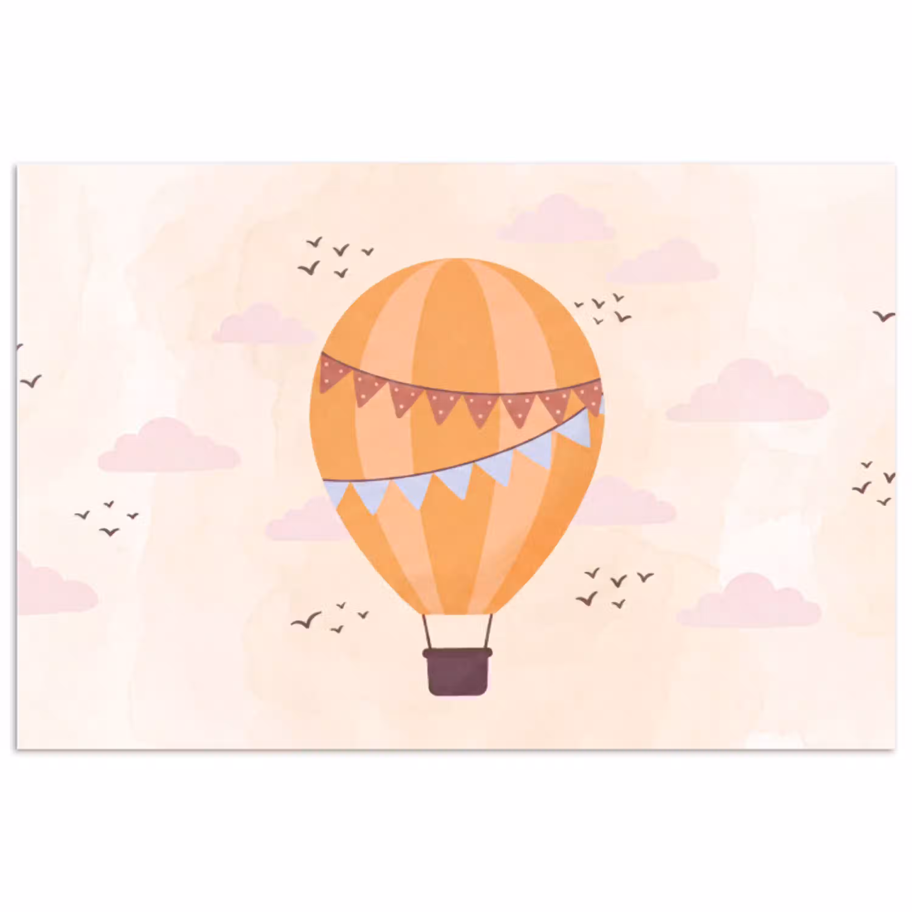 Luchtballon - Slingers - Avontuur - Illustratie - Oranje poster papier klein -3d