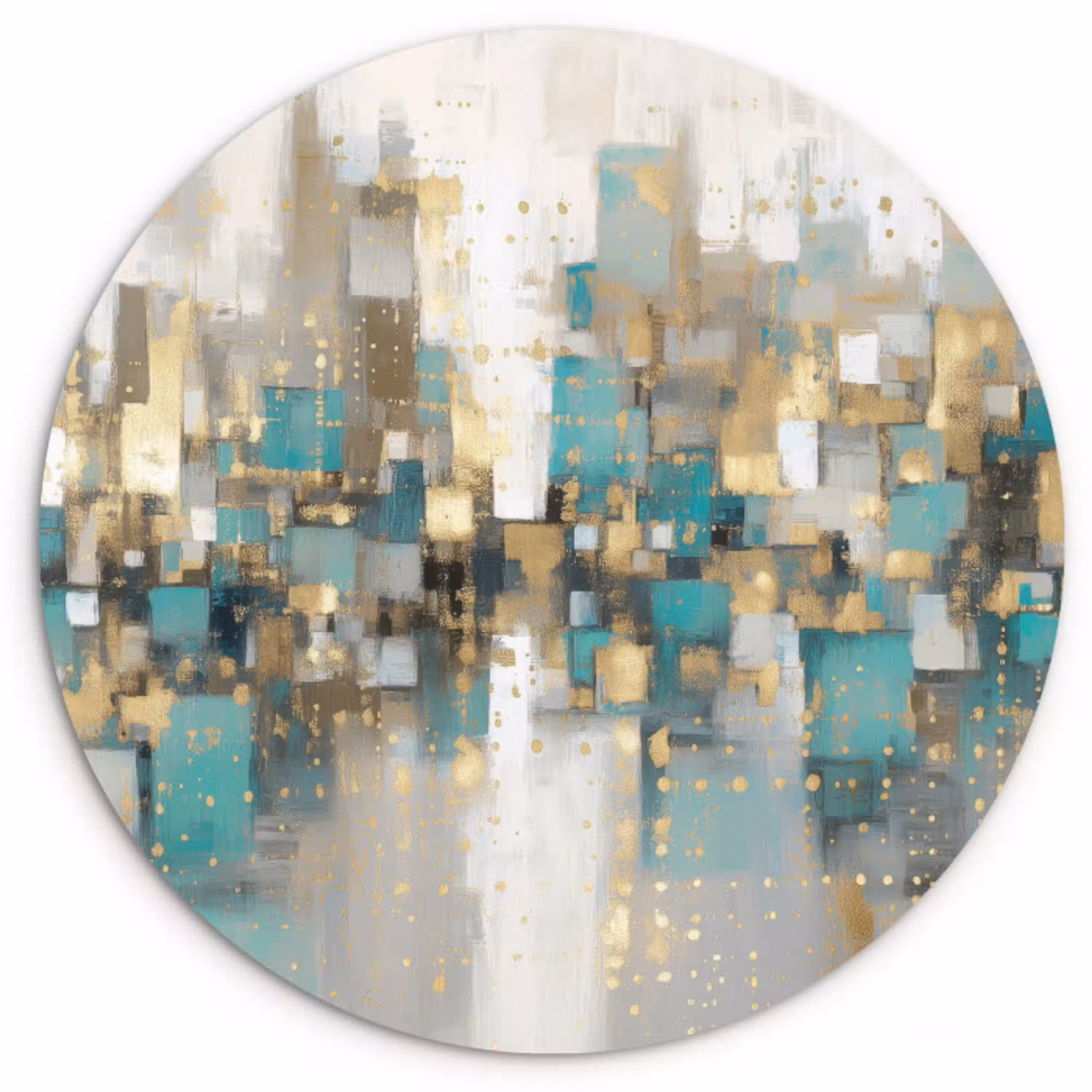 Abstract - Blokken - Goud - Skyline Wandcirkel kunststof plaat 5mm dik klein -3d