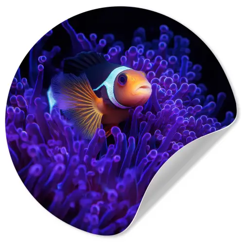 Koraal - Vis - Oranje - Zee Wandcirkel behangsticker klein -3d