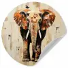 Olifant - Slurf - Mozaïek - Abstract Wandcirkel behangsticker klein -3d