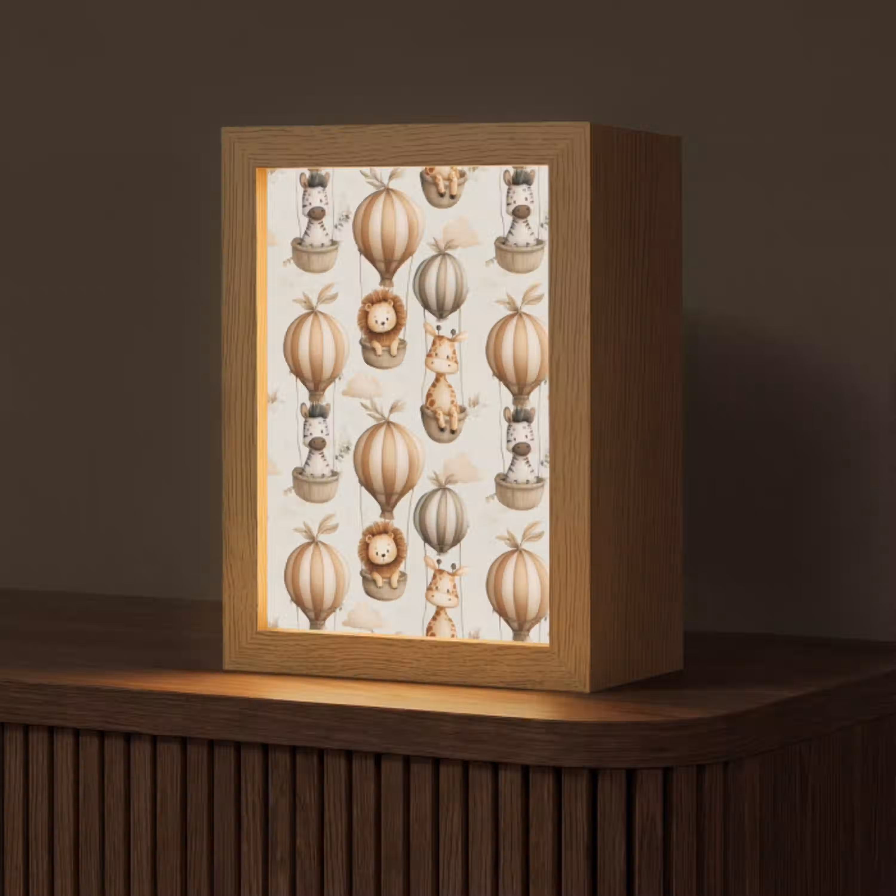 Safari - Luchtballonen - Taupe Light Box met kabel (Tafellamp) klein 925 -z3d_website