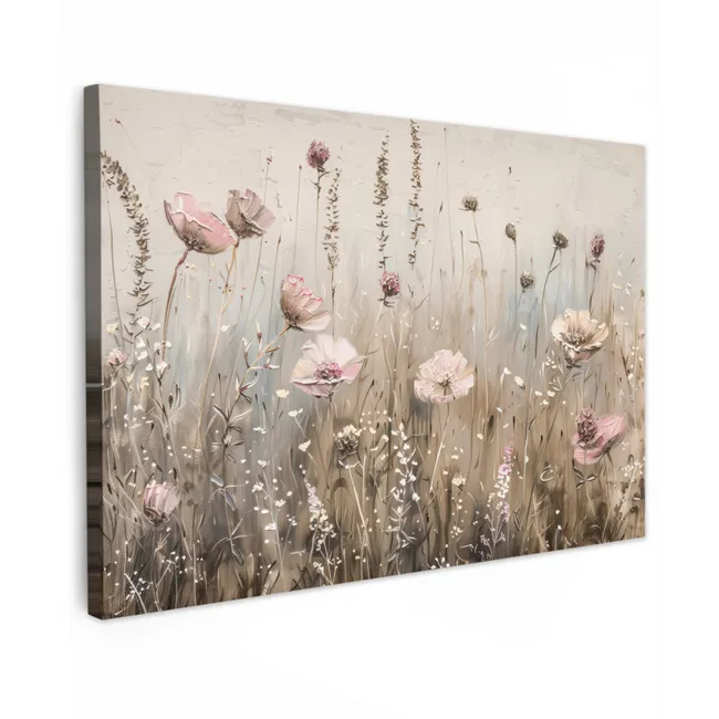 Bloemen - Roze - Modern - Beige canvas 2cm klein -z3d