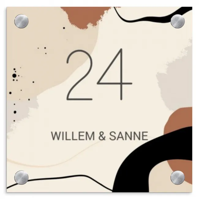 Naambordje voordeur - Vierkant - Abstract - Verfspetters - Klassiek