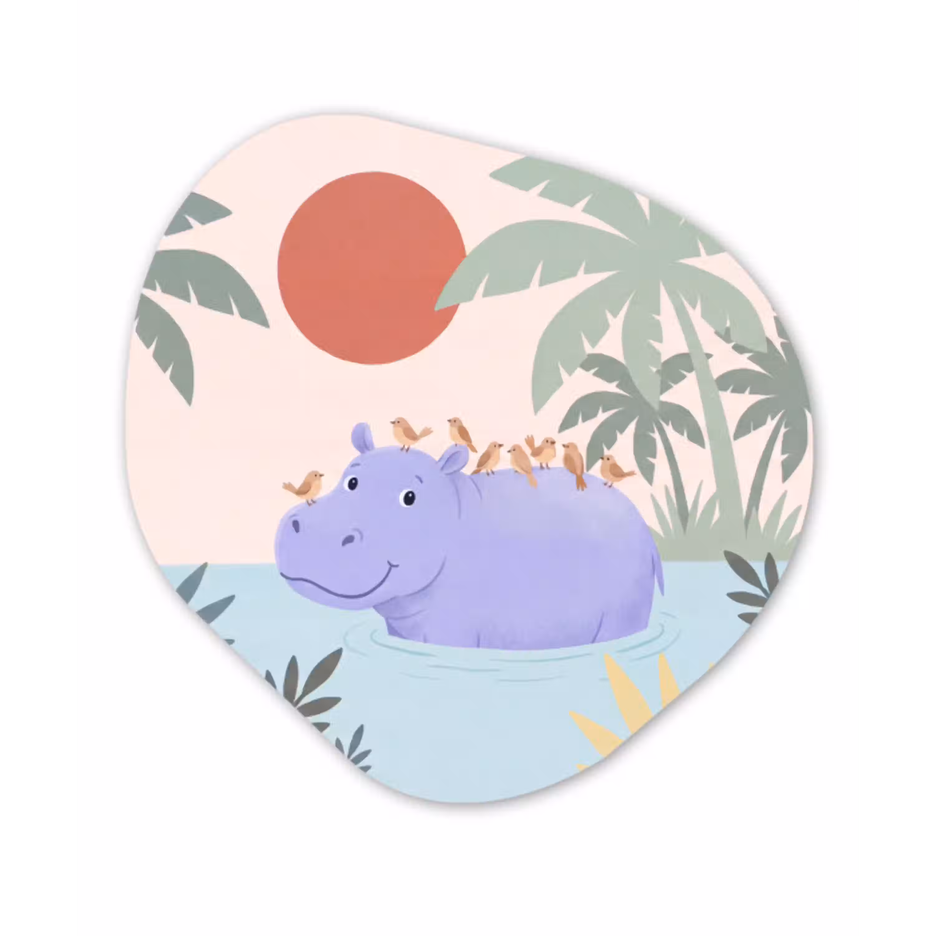 Dieren - Vogel - Water - Natuur - Illustratie Wandcirkel Organisch Forex 3mm klein -3d
