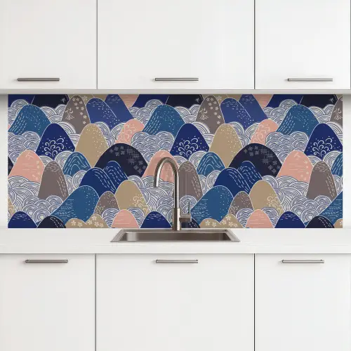Berg - Pastel - Japans - Patronen keuken achterwand 2 middel 871 -3d