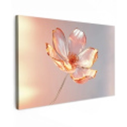 Glazen - Bloem - Roze Tuinposter op houten frame 2 cm dik klein -3d