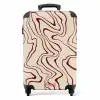 Beige achtergrond met abstracte rode lijnen NBS - Handbagage koffer - Kinderen Unisex middel -productfoto_recht