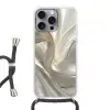 Stof - Plooien - Goud Hoesje iPhone 16 Pro Max met koord klein -3d