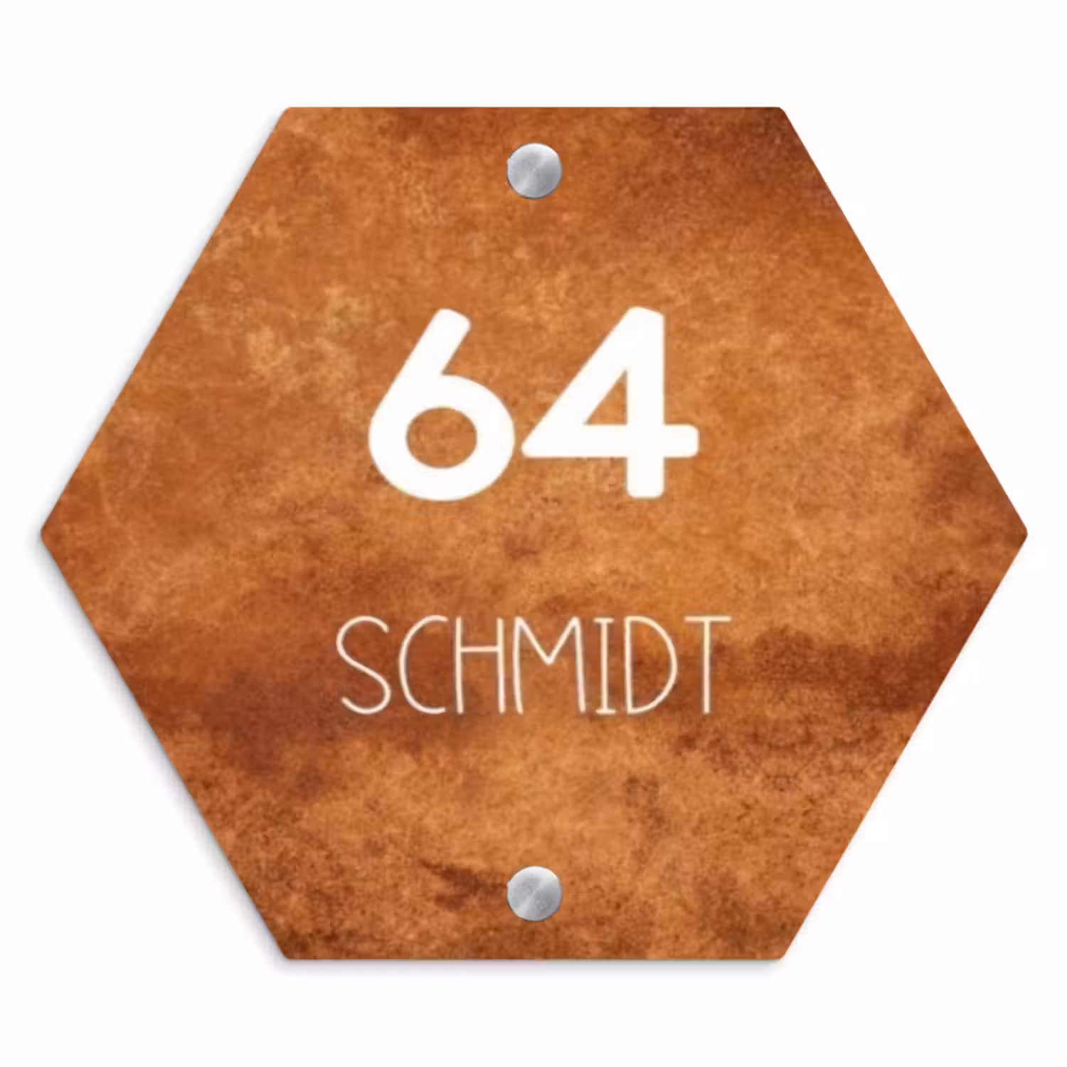 Namensschild Haustür Hexagon - Rost - Modern