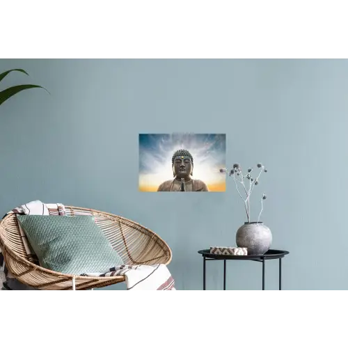 Boeddha hoofd - Buddha - Lucht - Spiritueel - Meditatie Muursticker klein -plant