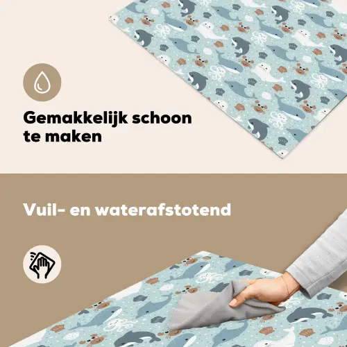 Oceaan - Walvis - Zeehond - Krab Inductie beschemer met haakjes klein 777 -ky-schoon-nl