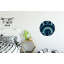 Bogen - Geometrisch - Patroon - Blauw - Retro Wandcirkel aluminium klein 190 -kinderkamer