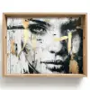 Portret - Vrouw - Penseelstreken - Goud Dienblad Rechthoek middel -z3d_shopping