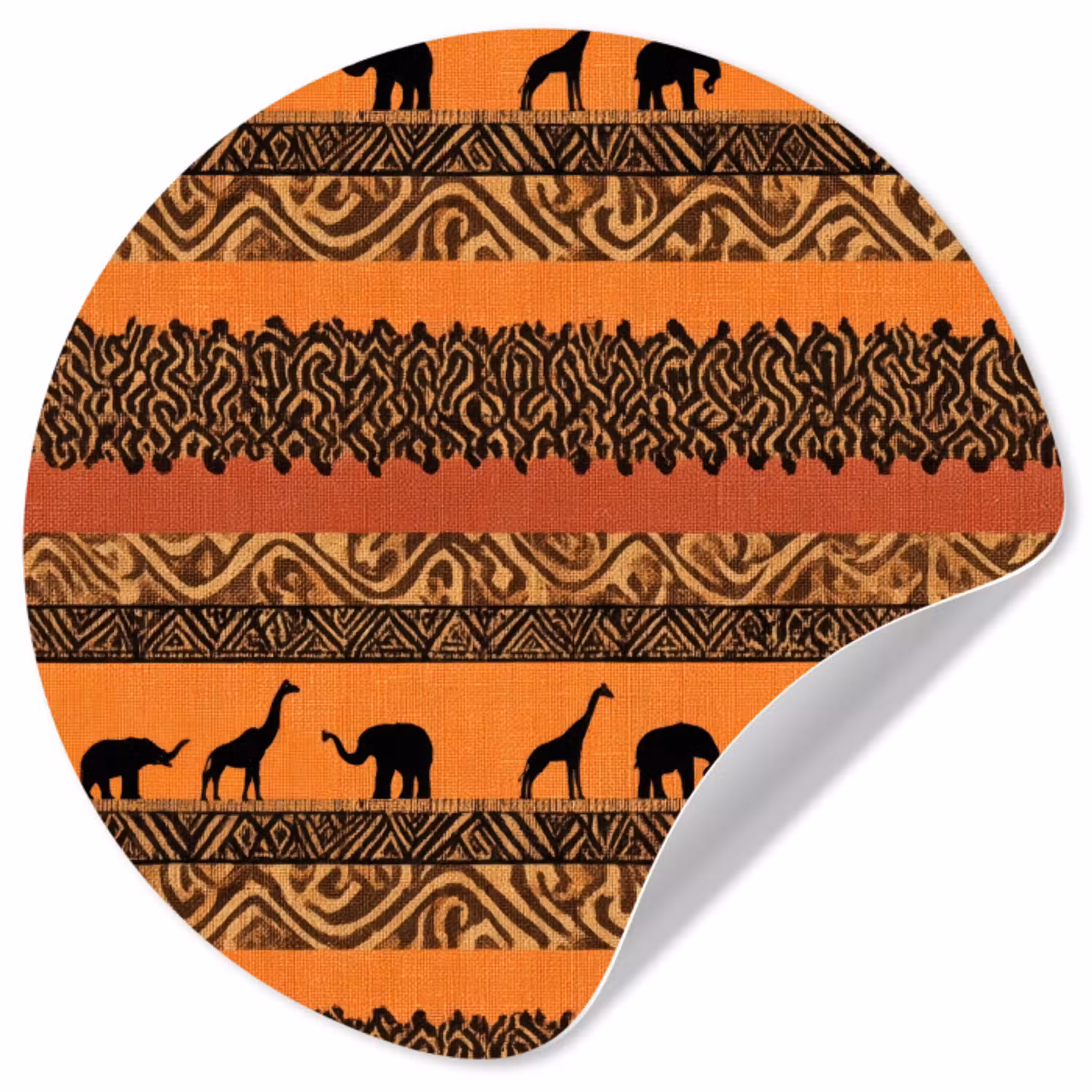 Oranje - Safari - Afrikaans - Dieren - Patroon Wandcirkel behangsticker klein 186 -3d