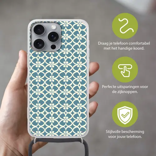 Patroon - Symmetrisch - Blauw Hoesje iPhone 16 Pro Max met koord klein 804 -sfeer2_NL