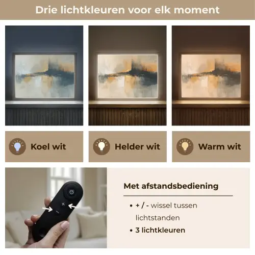 Modern - Abstract - Goud - Zwart Light Box met batterij (Wandlamp) middel -USP_lichtkleurNL