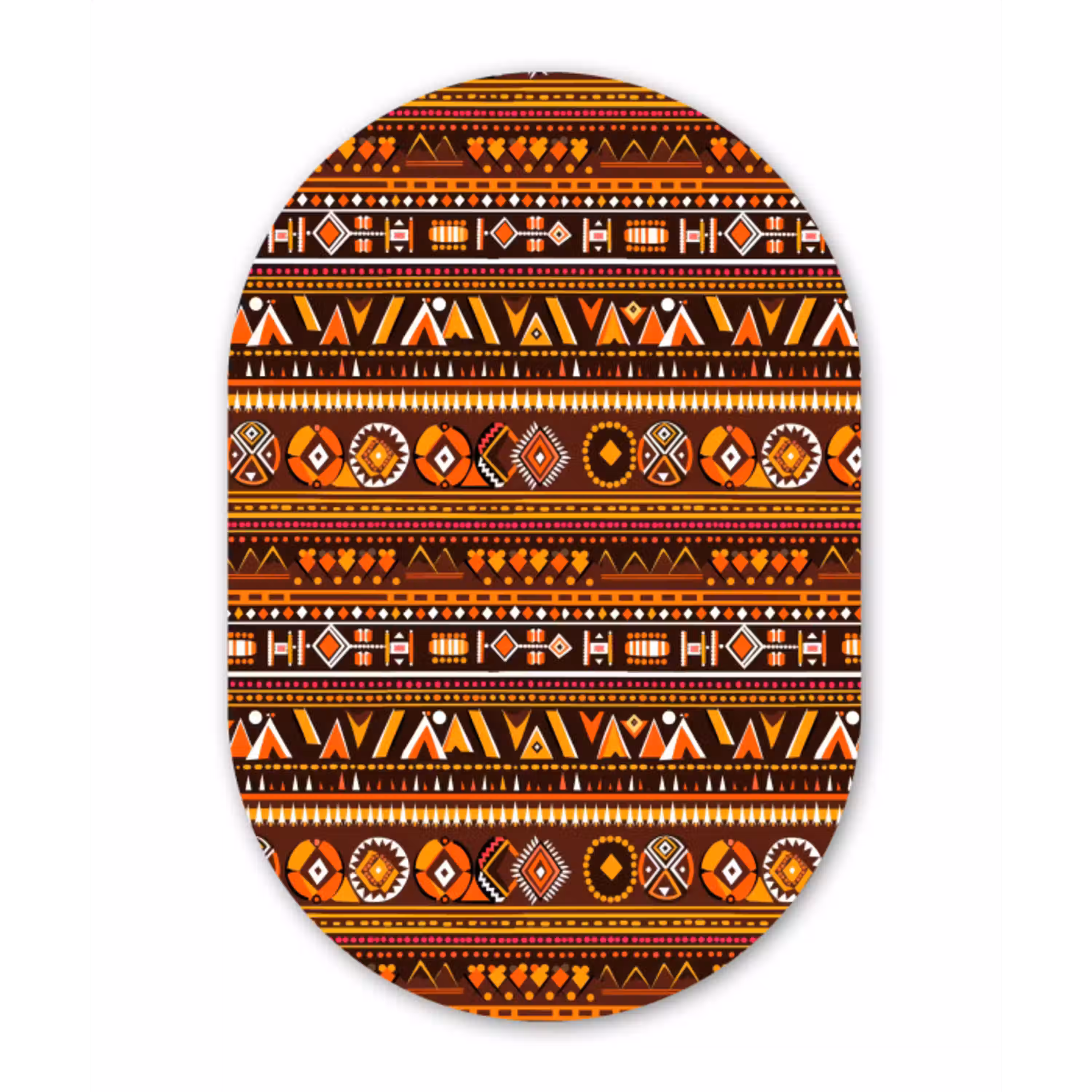 Oranje - Etnisch - Tribaal - Geometrisch - Patroon Wandcirkel Ovaal Forex klein 630 -3d