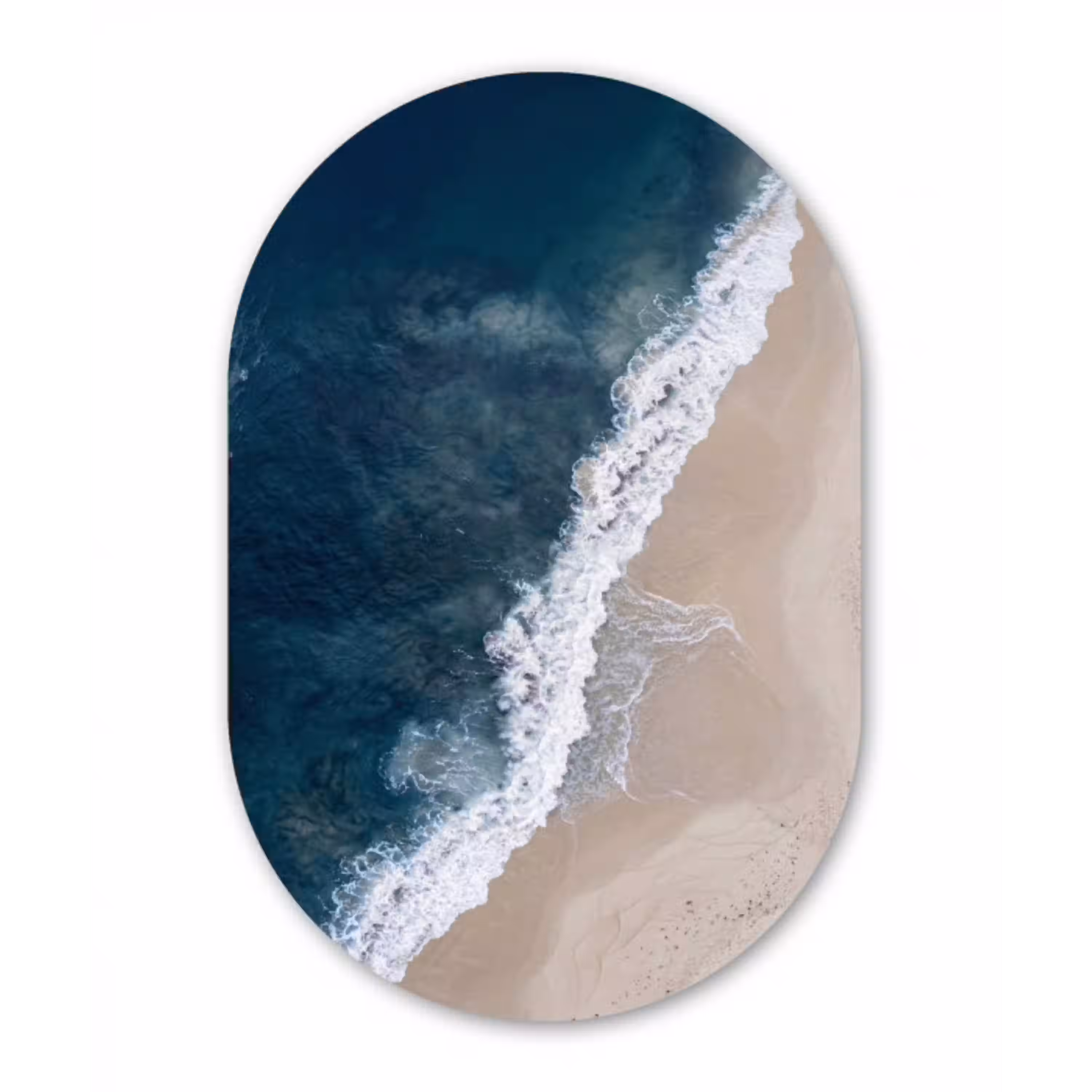 Strand - Zee - Golven Wandcirkel Ovaal Aluminium middel -3d