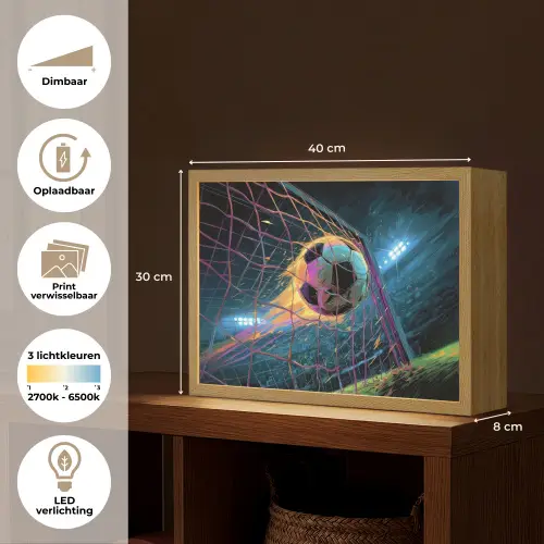 Goal - Voetbal - Vuur - Stadion Light Box met batterij (Wandlamp kind) middel -USP_websiteoverzichtNL