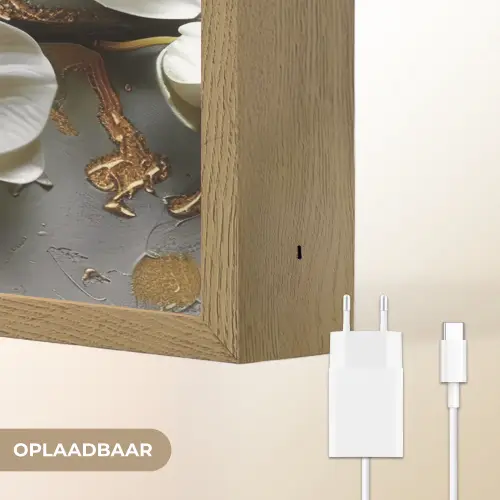 Bloemen - Orchidee - Abstract - Modern Light Box met batterij (Wandlamp) middel -USP_websiteoplaadbaarNL