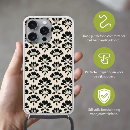 Abstract - Patroon - Zwart Hoesje iPhone 16 Pro Max met koord klein 804 -sfeer2_NL