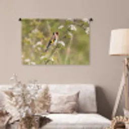 Putter - Bloesem - Lente - Natuur - Kleurrijk Wandkleed katoen middel -sfeer4