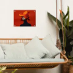 Oranje - Hoed - Vrouw tuinposter los doek klein -sfeer7