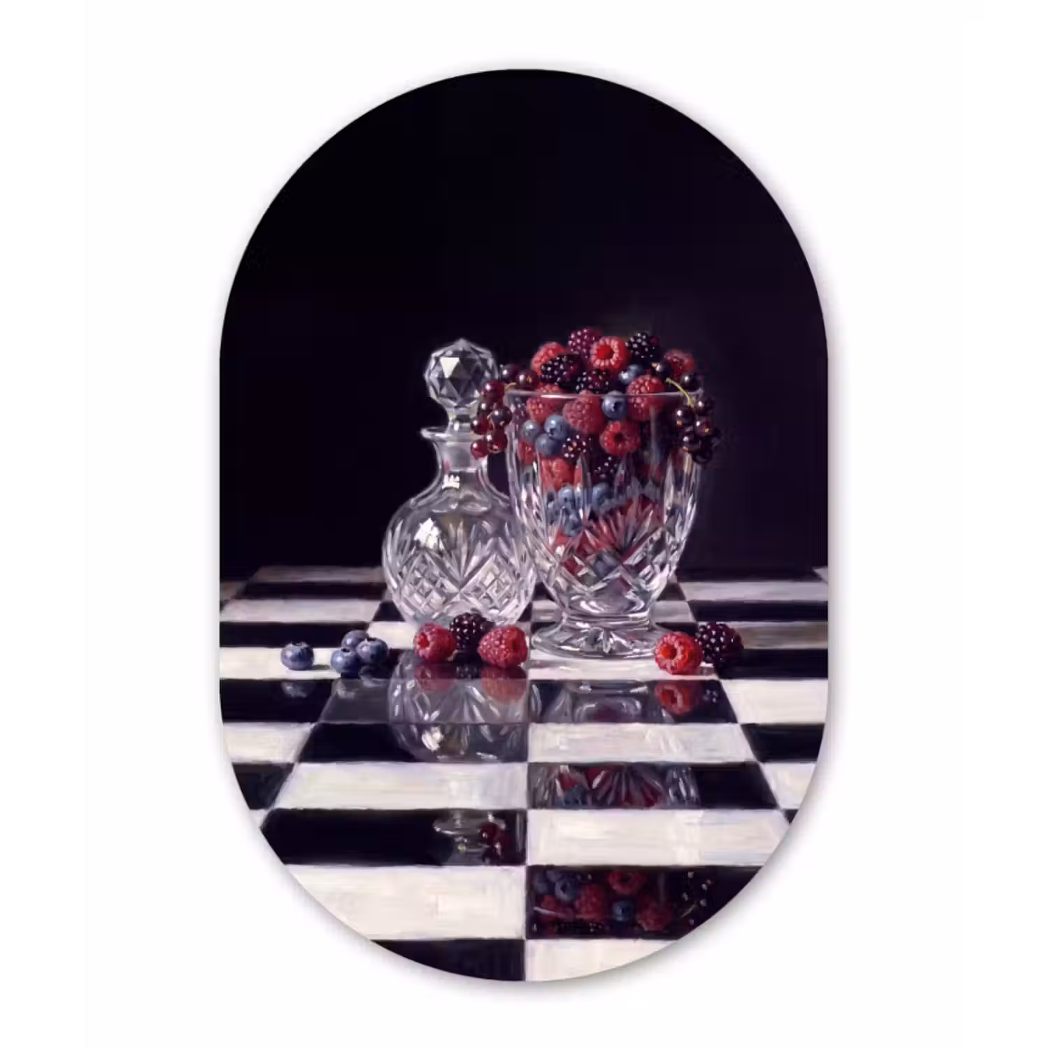 Muurovaal - Glas - Bessen - Kristal - Stilleven