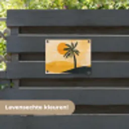 Illustratie - Palmboom - Zon - Heuvels tuinposter los doek klein -sfeer3
