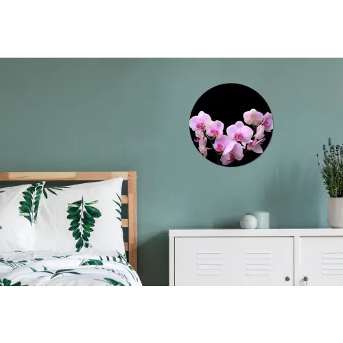 Orchidee - Bloemen - Roze - Flora Wandcirkel aluminium klein -slaapkamer