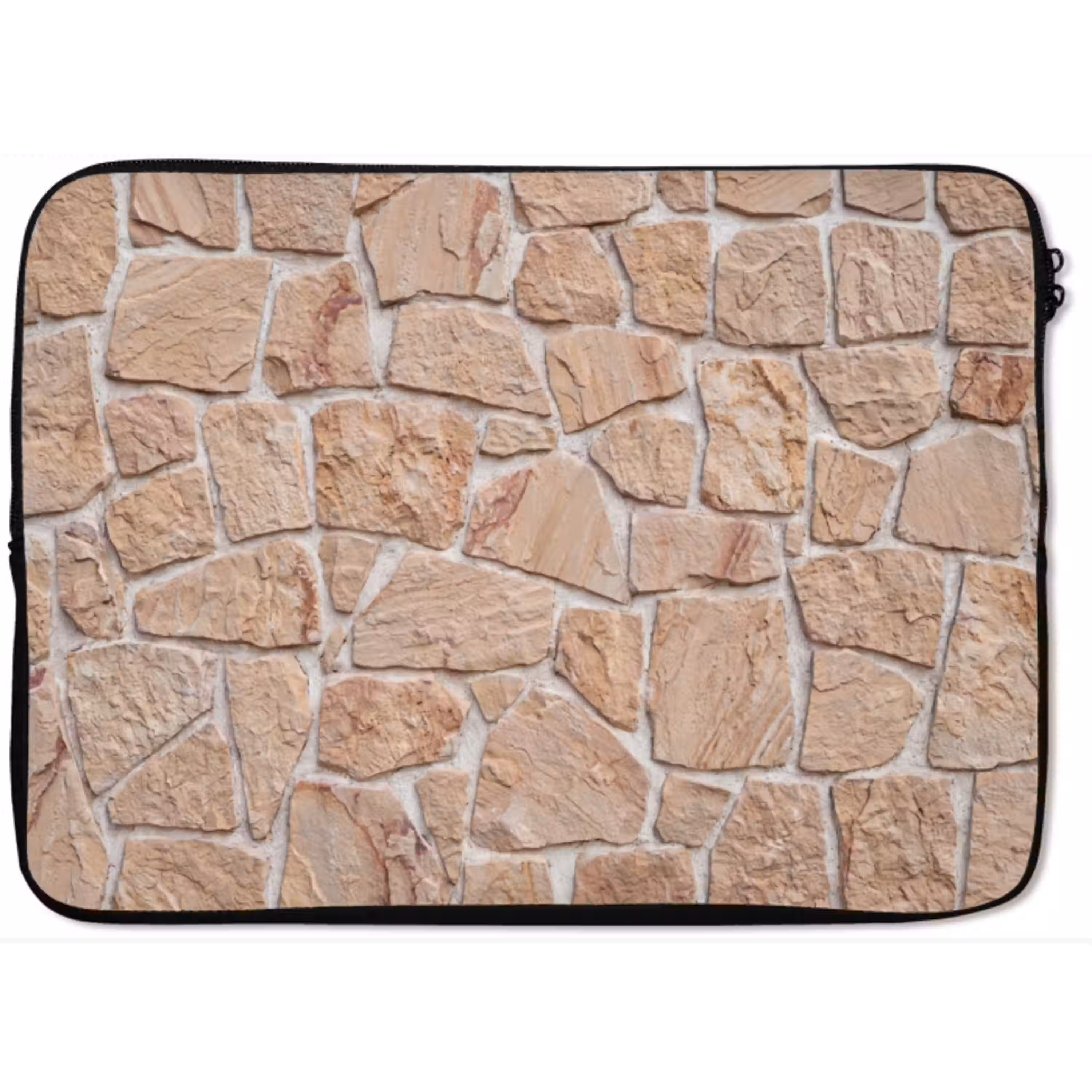 Muur - Steen - Patroon - Rustiek - Beige laptophoes neopreen klein -zkaufland3dotto