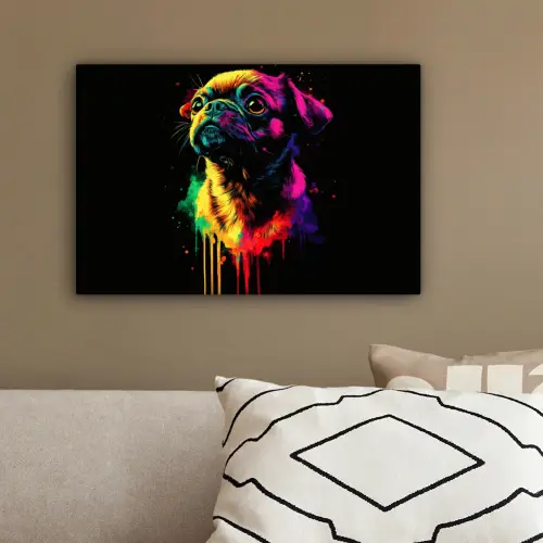 Puck - Hond - Verf - Kleuren canvas 2cm klein -sfeer3