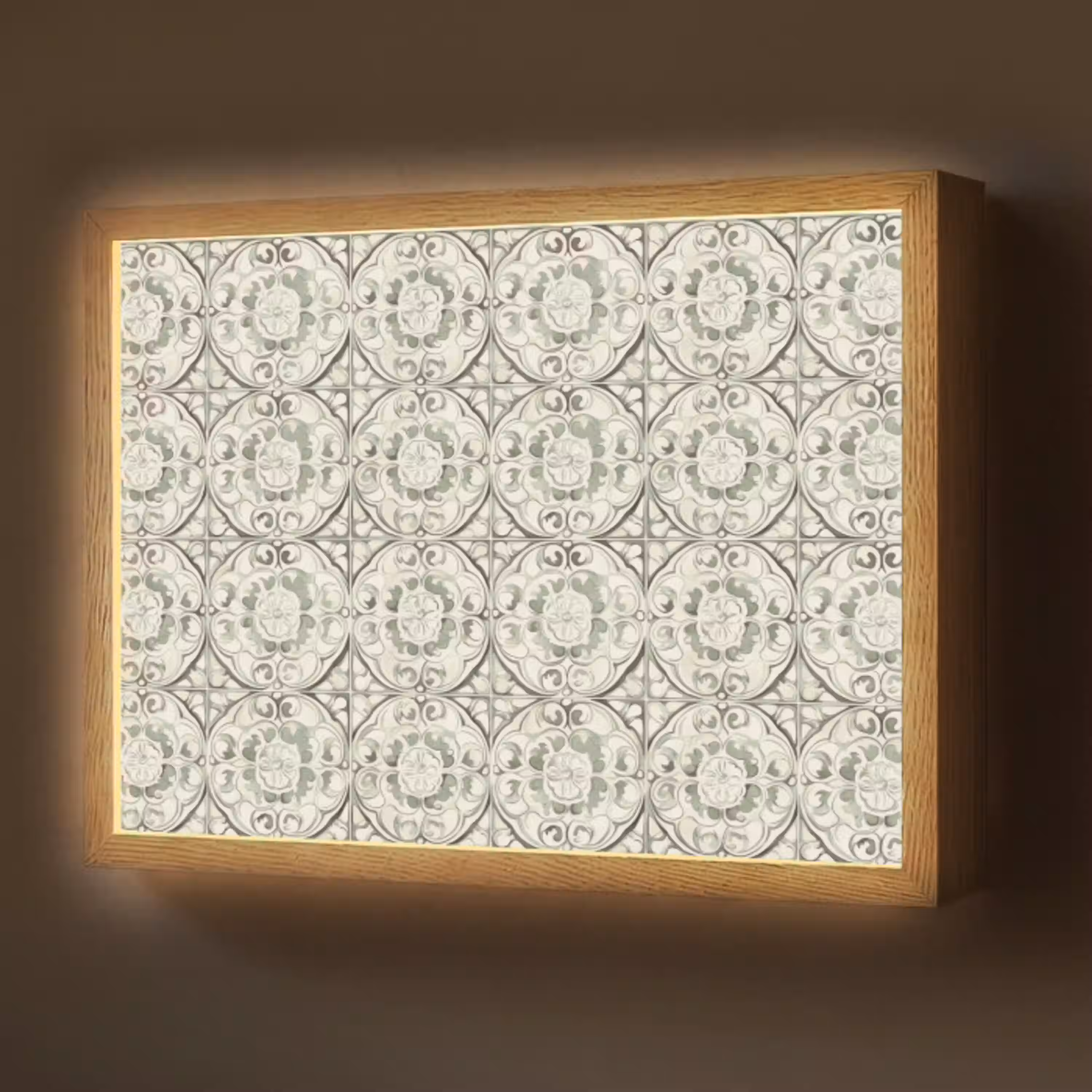 Krulornament - Tegel - Groen Light Box met batterij (Wandlamp) middel 907 -z3d_website