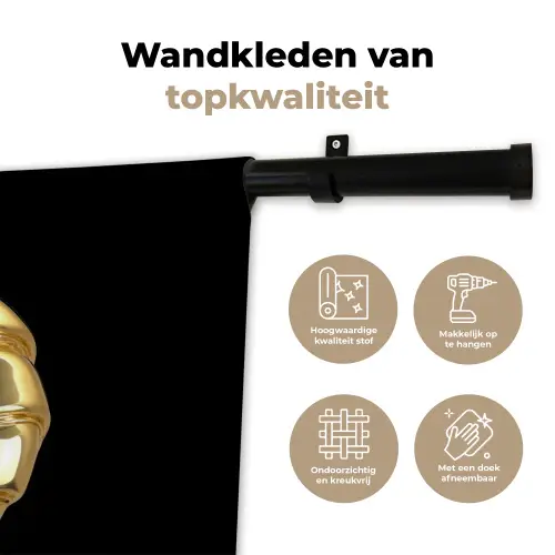 Croissant - Brood - Goud - Zwart Wandkleed katoen klein -sfeer2