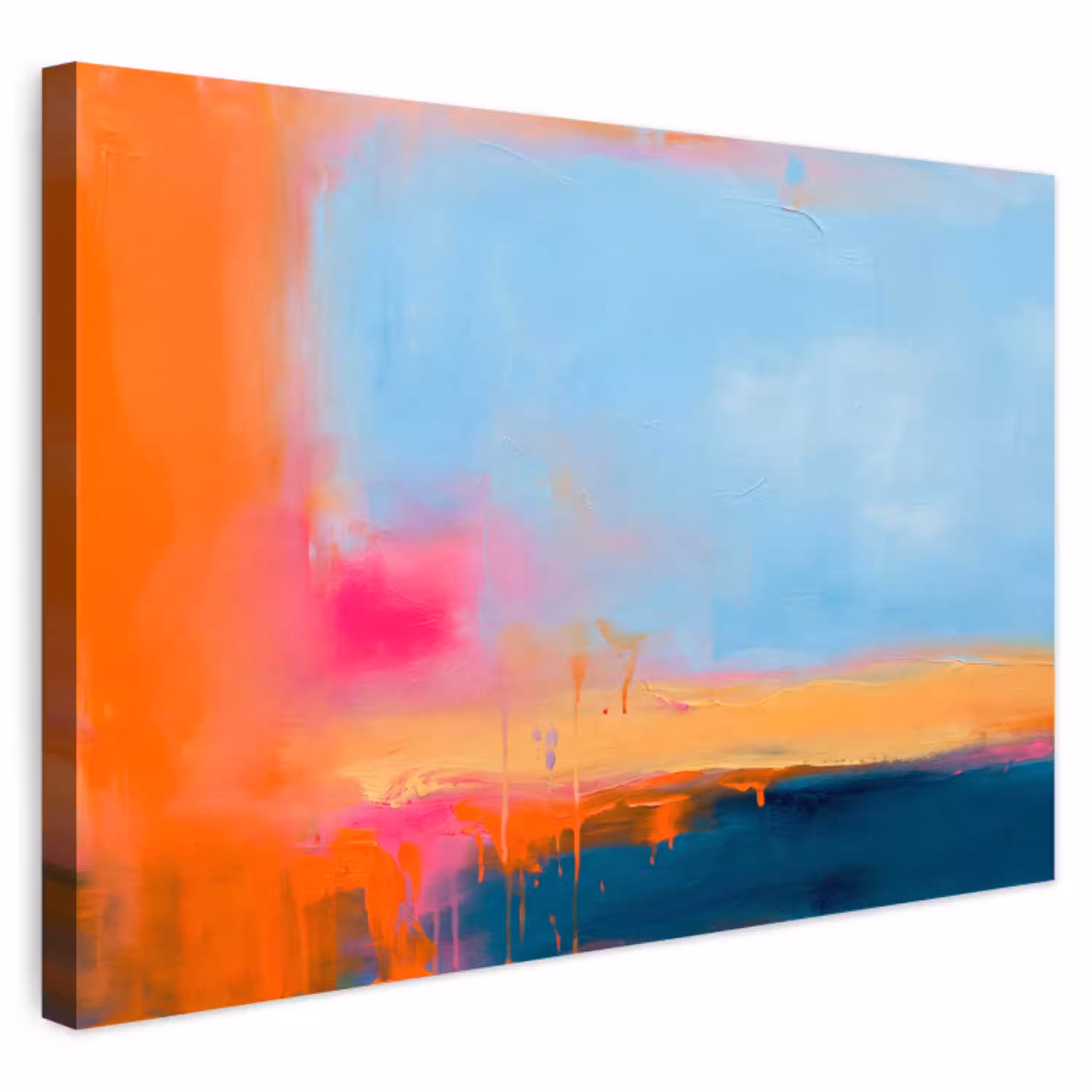 Abstract - Kleurvlakken - Modern - Oranje - Blauw Tuinposter op houten frame 2 cm dik klein -3d