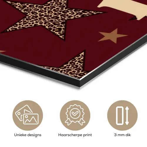 Sterren - Luipaardprint - Dream - Bordeaux aluminium wit klein -closeup_NL